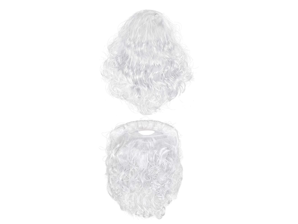 Conjunto de Peruca e Barba de Papai Noel – Acessórios para Fantasias de Natal Personificação de Personagens Baile de Máscaras