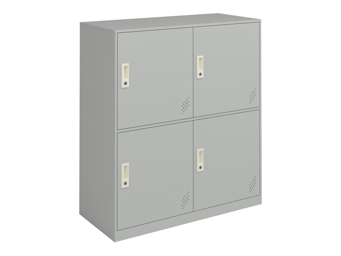 Cacifo Metálico Rautavaara 4 Portas com Fechadura de Aço 100X90X40Cm Cinzento Pálido [EN.CASA]