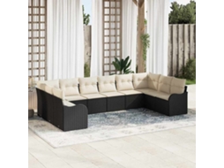 Vidaxl Conjunto de Sofá de Jardim 10 Pcs Preto e Branco Vime Pe