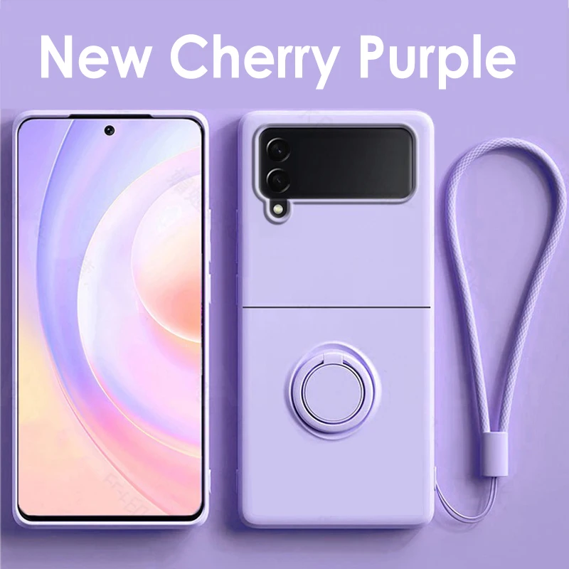 (roxo, Galaxy Z Flip7) Capa Flip Para Celular Em Silicone Líquido, Compatível Com Samsung, Resistente A Quedas, Com Suporte De Anel.