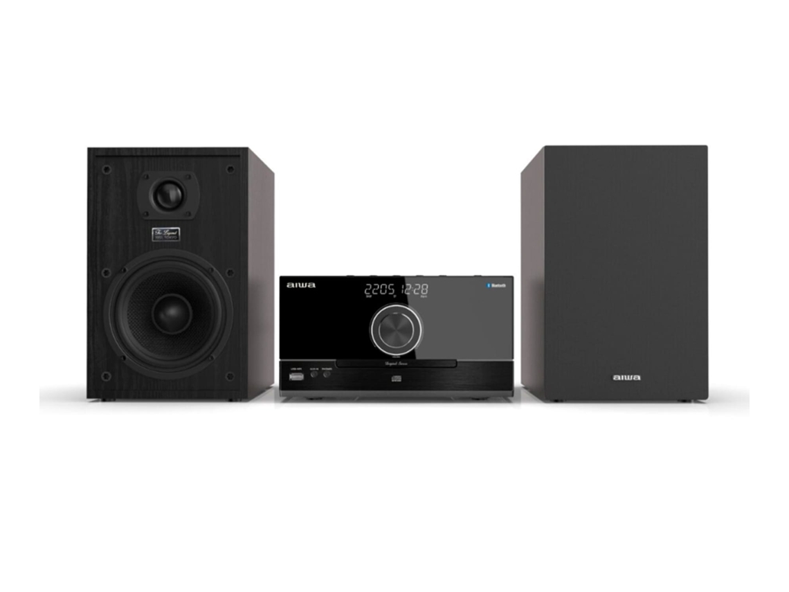 Micro sistema de 100 W com alto-falantes pretos AIWA Msbtu-600