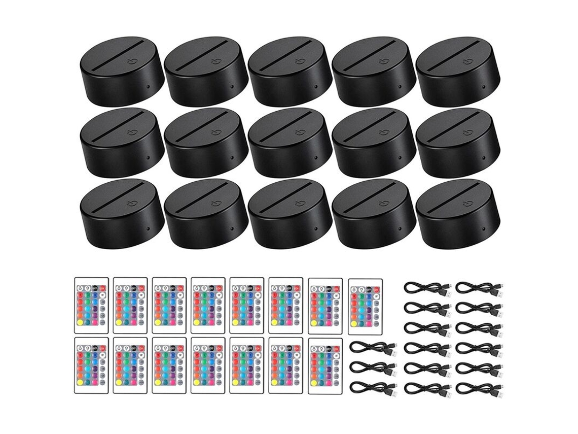15 Conjunto de Luz Noturna Led 3d com 16 Cores e Controle Remoto Usb para Acrílico BRILVIBERA