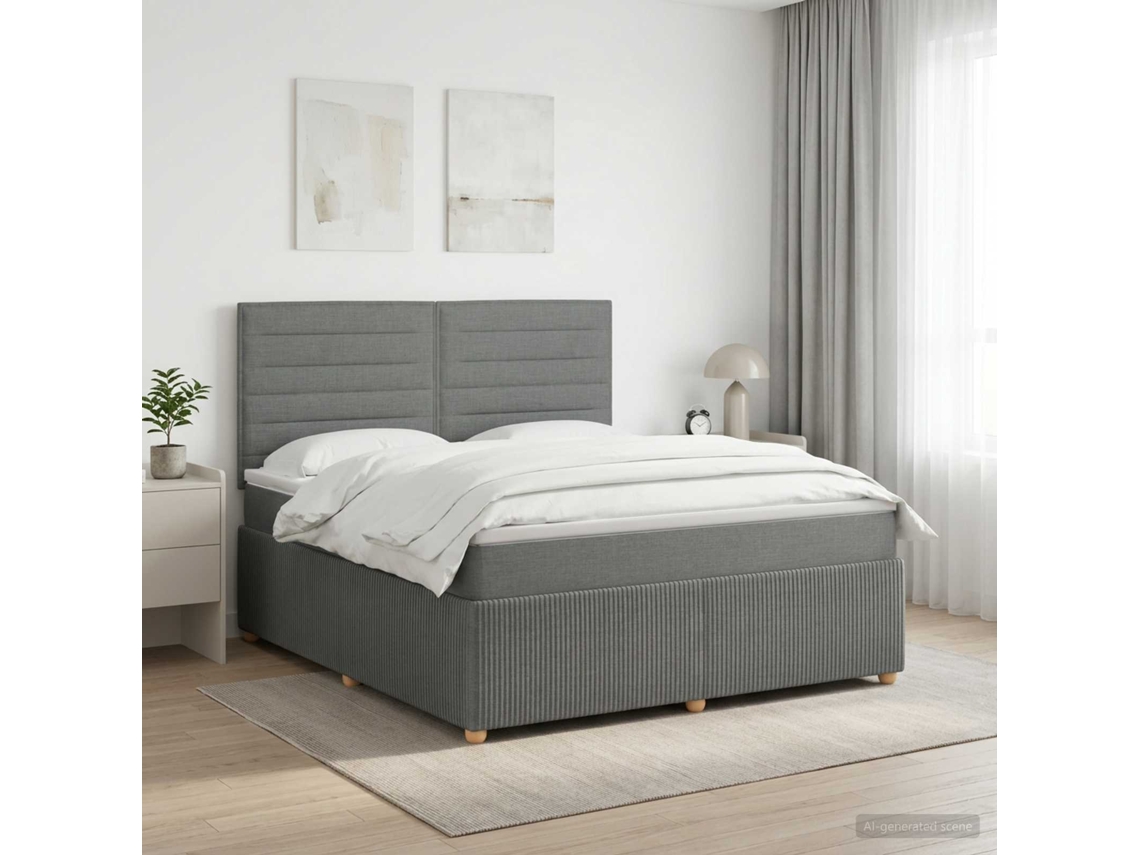 Vidaxl Cama Box Spring Com Colchão Cinzento-escuro 140 X 200 Cm Tecido