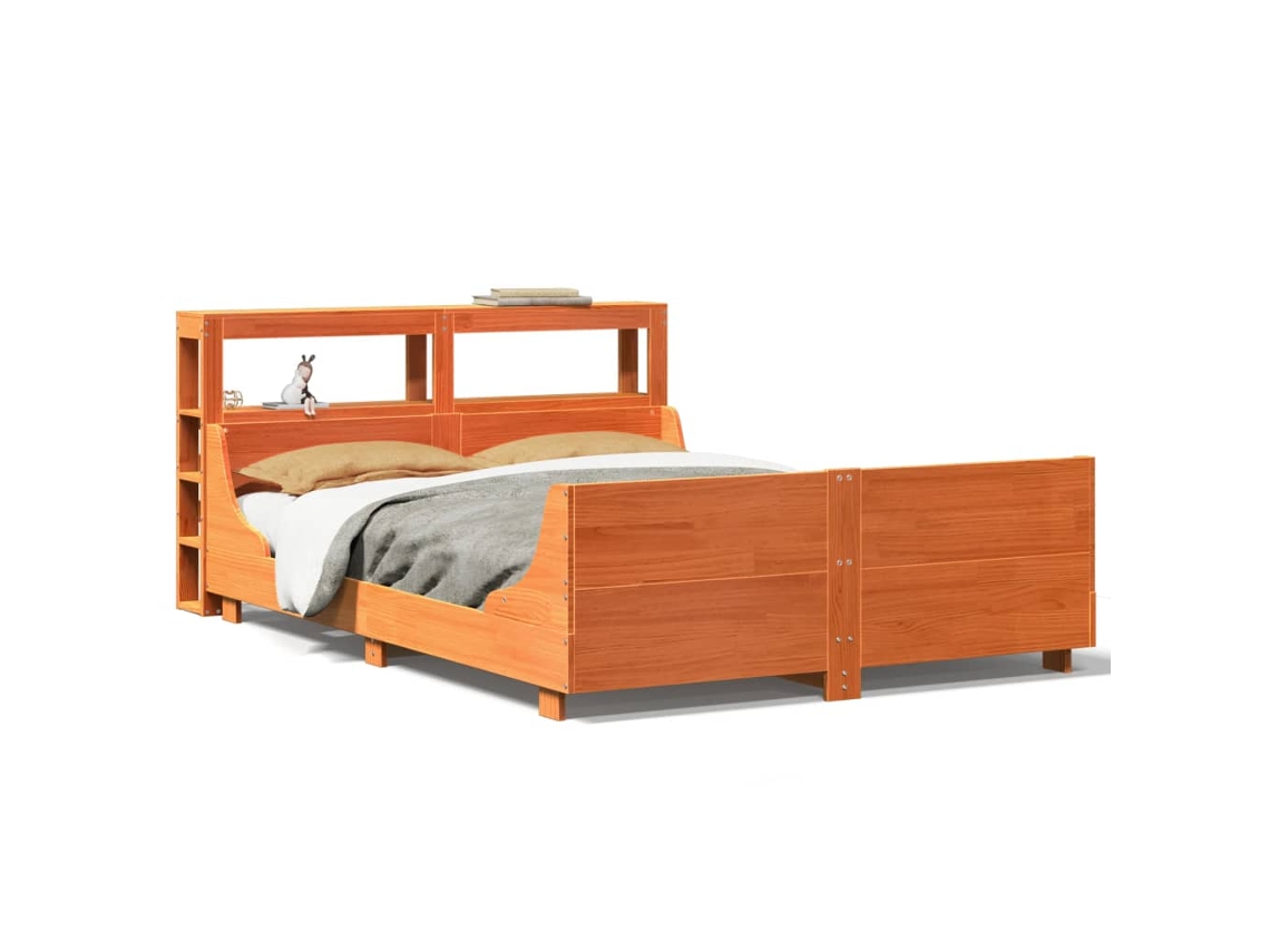 Cama Sem Colchão 150x200 cm Madeira Pinho Maciça Castanho mel MAISON EXCLUSIVE