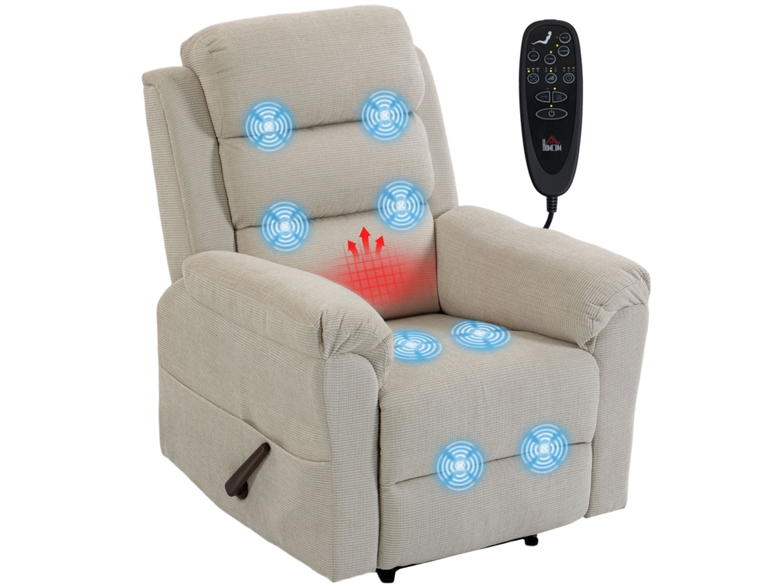 Poltrona De Relaxamento Com Massagem, Aquecimento E Encosto Ajustável 135°