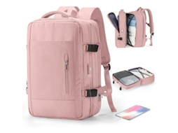 Mochila De Viagem Para Notebook Grande Aprovada Para Vôo Portátil Expandível Multifuncional Para Mulheres Rosa