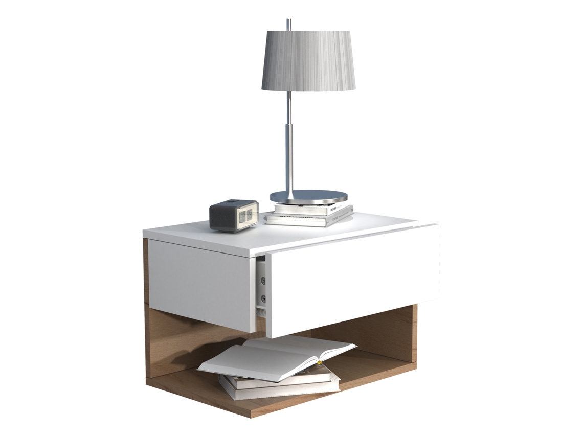 Mesa de cabeceira de madeira Usal XL 45 cm Vcm montada na parede