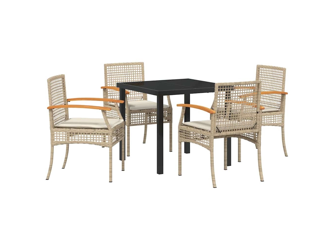 Maison Exclusive - Conjunto De Jantar Para Jardim 5 Pcs Bege E Preto Vime