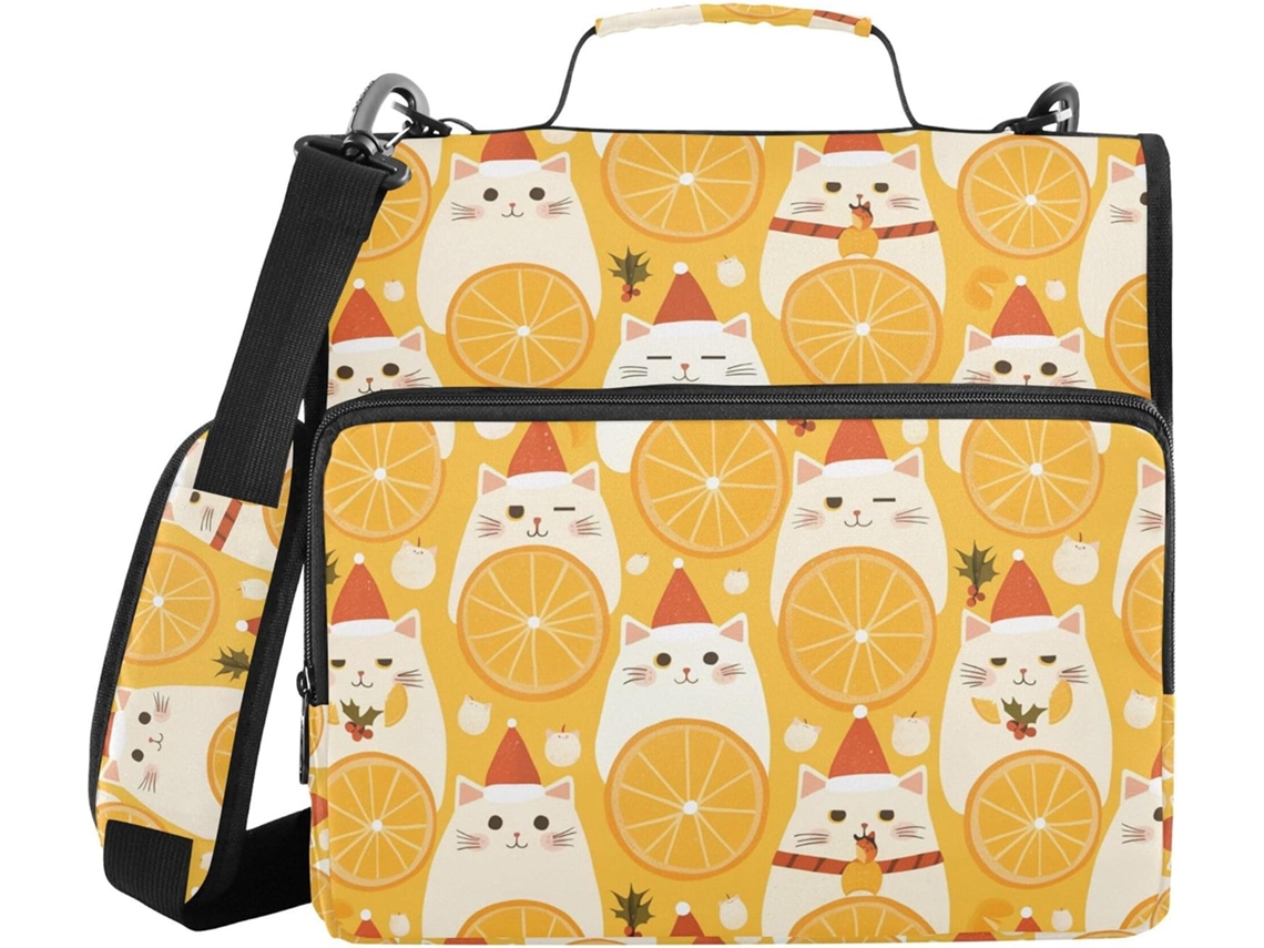 Pasta com zíper, altura para ombro e mão, várias bolsas de 3,8 cm, 3 porta-lápis com data de impressão, pasta