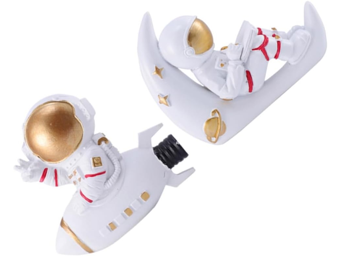 Conjunto 2 Adesivos Parede Protetores 3d Astronauta Resina Branca Capas Decorativas Tomadas Domésticas GOKOCO