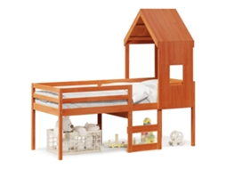 Cama Alta com Telhado MAISON EXCLUSIVE em Pinho Maciço Castanho 80x200 cm