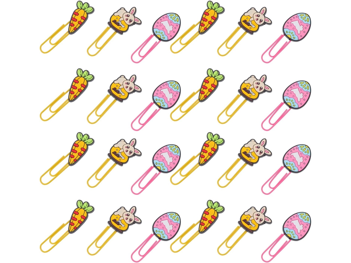 Clips De Papel Ciieeo Para A Páscoa, 30 Unidades, Com Desenhos De Coelho, Cenoura E Ovo Clips Decorativos Em Pvc Para