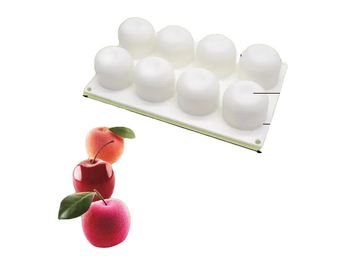 Forma Para Mousse, Design De 6 Cavidades, Material De Silicone Flexível, Maçã