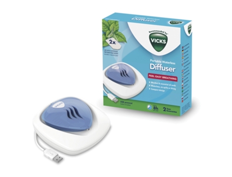 Difusor sem água portátil Vapopads 2 recargas perfumadas de mentol VICKS
