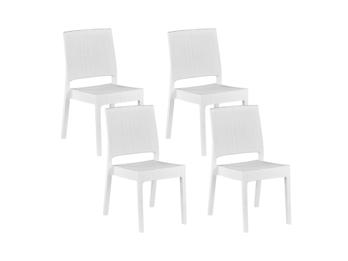 Conjunto De 4 Cadeiras De Jardim Beliani Fossano De Material Sintético Branco 60x47x89