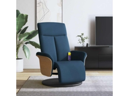 Vidaxl Cadeira De Massagens Reclinável C/ Apoio De Pés Tecido Azul
