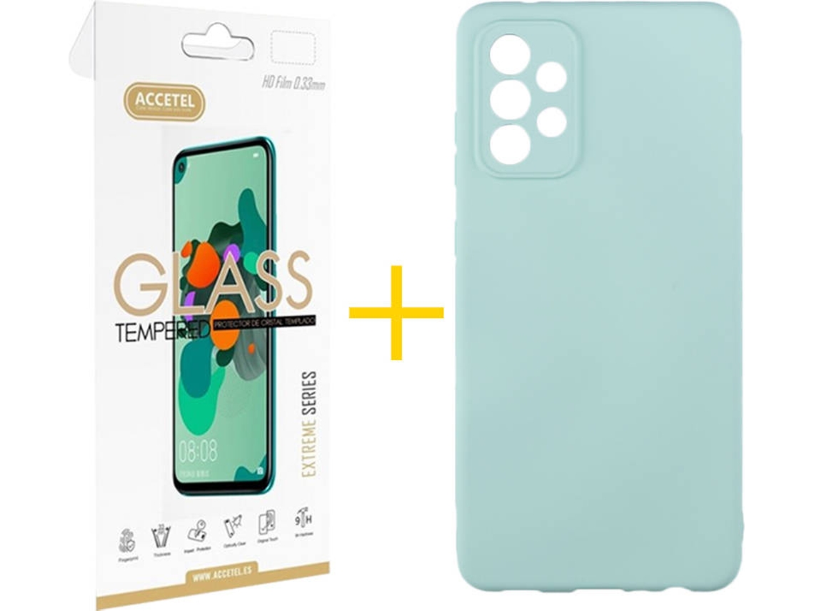 Capa e Película de Vidro Samsung A72 5G ACCETEL Silicone Líquido Verde