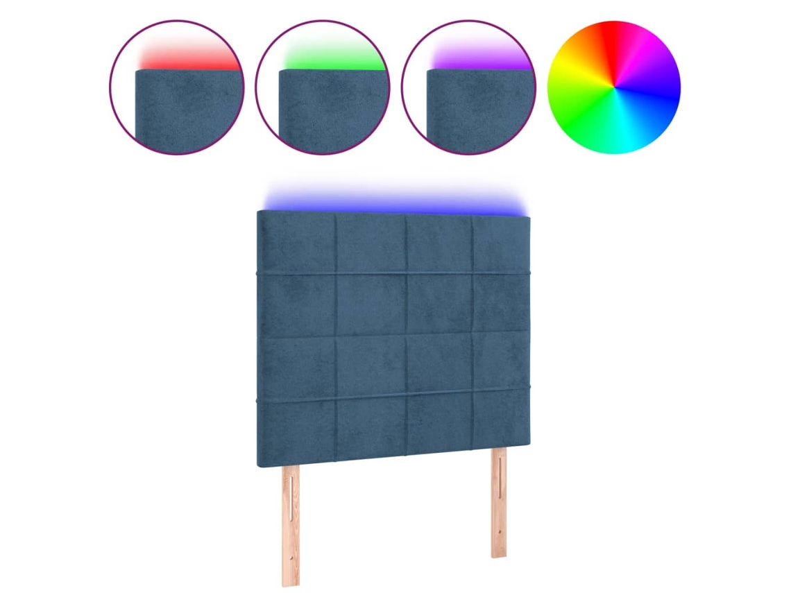 Led Headboard, Led Headboards Vidaxl Azul Veludo (90 X 5 X 118/128 Cm)