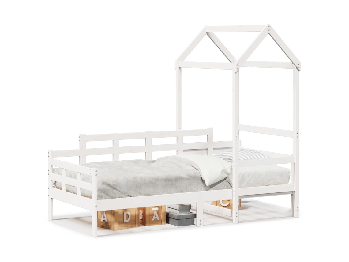 Sofá Cama com Telhado MAISON EXCLUSIVE em Madeira de Pinho Maciça Branco 80x200 cm