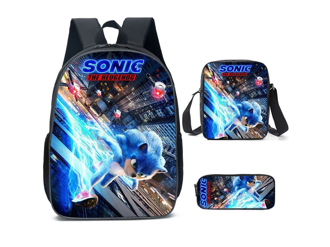 Nova Mochila Escolar Infantil Sonic, Mochila Animada Impressa Em 3d, Mochila Infantil Sonic Em Três Conjuntos 1 Slowmoose