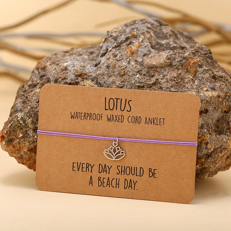 (lotus) Tornozeleira Estilo Boêmio, Pulseira De Corda Ajustável Tecida À Mão