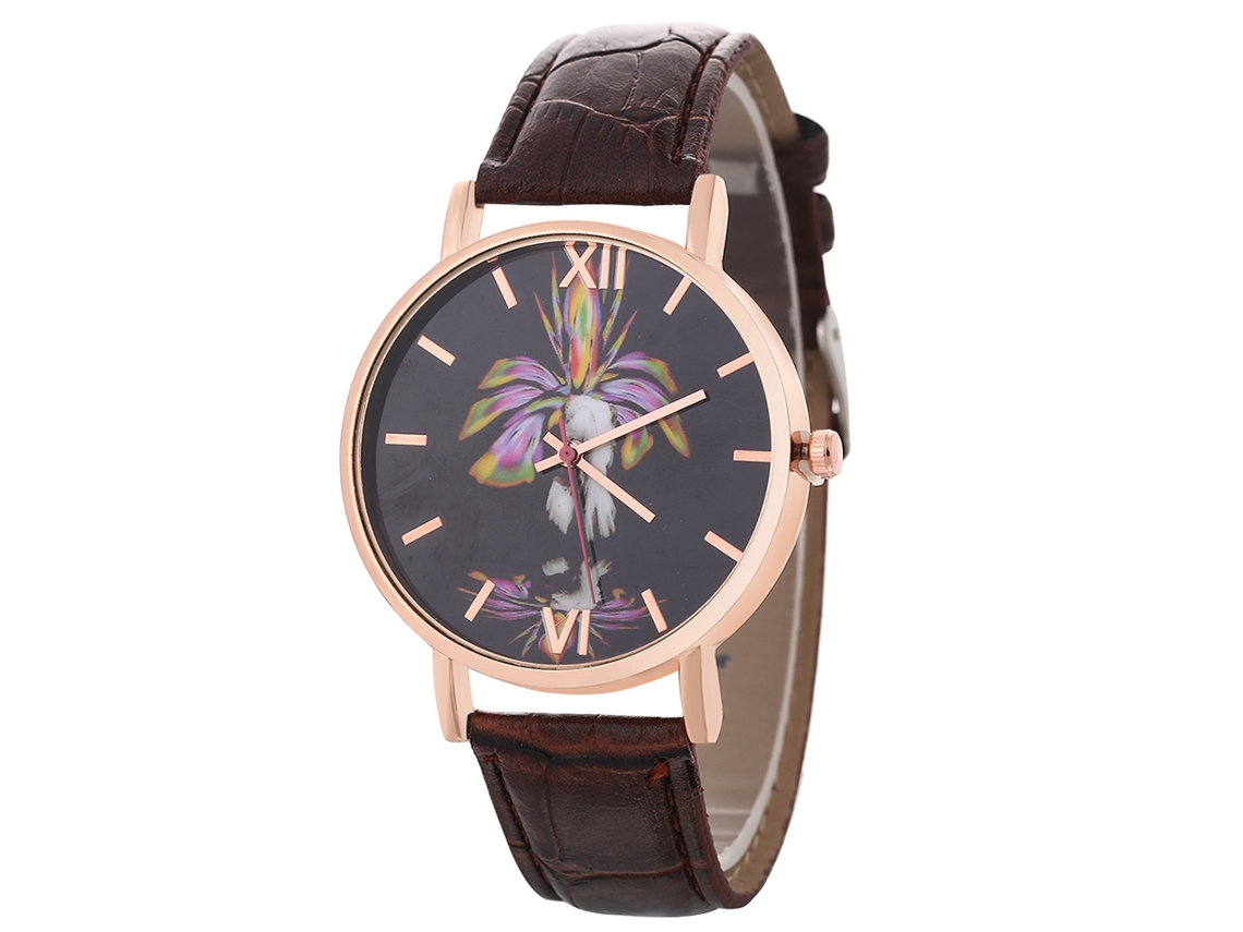 Relógio de quartzo unissex com pulseira de couro casual, simples e elegante.