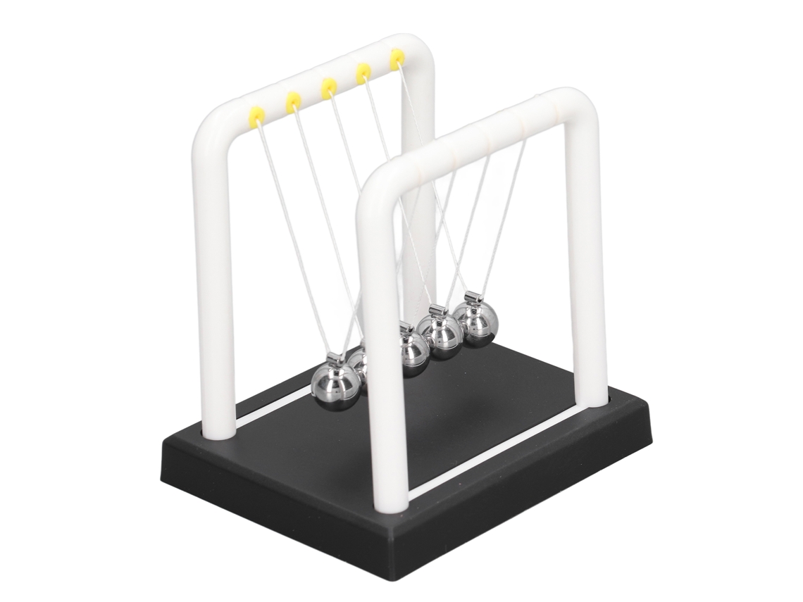 Primerox newtons Cradle Bola Balançante Decoração Mesa Estresse Alivio Ciência Física Branco 8.9x7.4x9.4cm