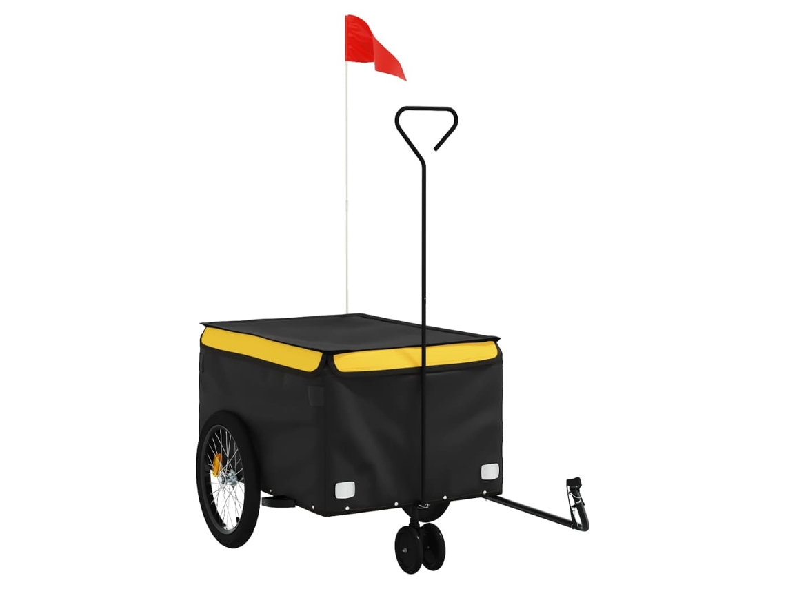 vidaXL Reboque para bicicleta 30 kg ferro preto e amarelo