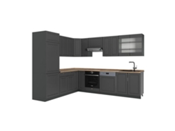 Cozinha Em Ângulo Fame Line, 287x60cm, Pt Carvalho, Antrazite Dourado Estilo Campestre, Antracite, Vicco