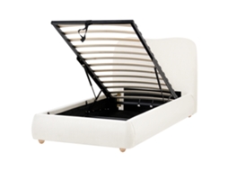 Cama Con Almacenaje Beliani Blagnac De Tela Blanco 110x227x98