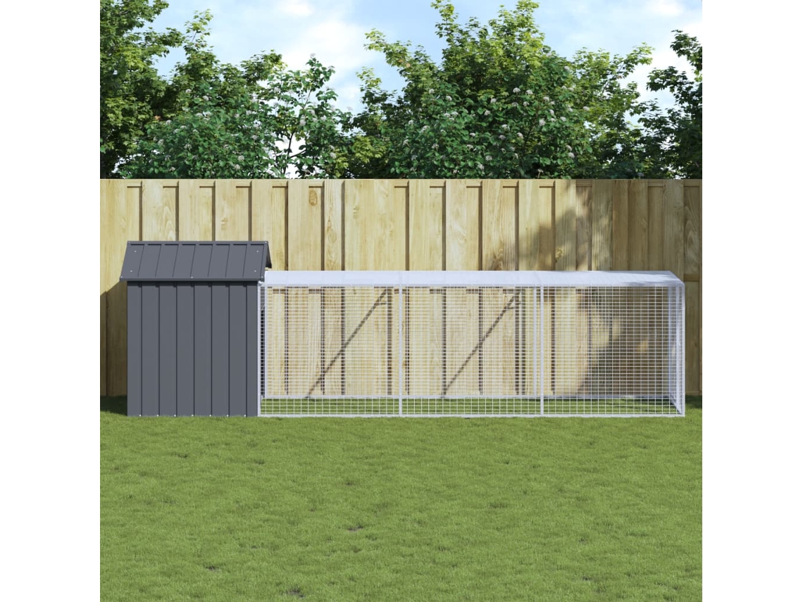 Vidaxl Galinheiro Com Anexo 117x405x123 Cm Aço Galvanizado Antracite
