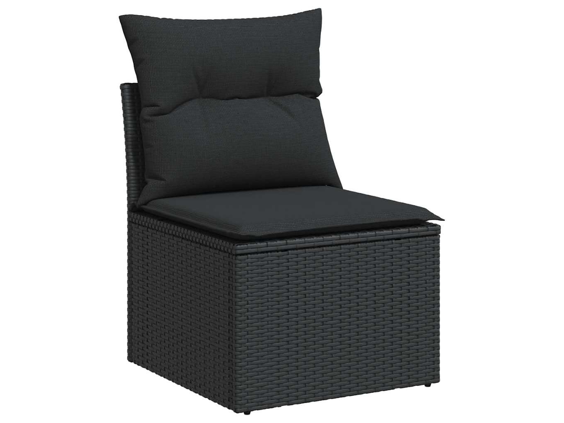 Maison Exclusive - Sofá De Jardim Sem Braços Com Almofadas Em Vime Sintético Preto
