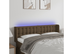 Vidaxl Cabeceira De Cama C/ Luzes Led Tecido 147x16x78/88 Cm Castanho