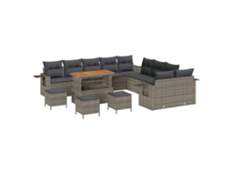 Conjunto 14 Conjunto De Sofá De Jardim Vidaxl Cinzento Vime Pe (110 X 55 X 71 Cm)