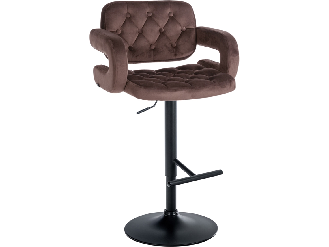 Banco de Bar em Veludo Dublin Metal Fosco Preto/Marrom CLP