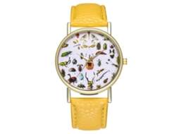 Reloj De Cuarzo Unisex Casual Con Patrones De Insectos Fashionado (amarillo)