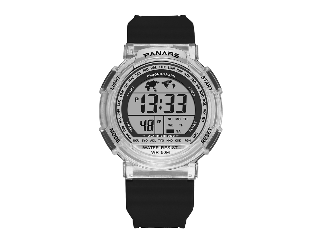 Reloj Digital Electrónico Con Correa De Plástico Para Estudiantes Parnars (negro)