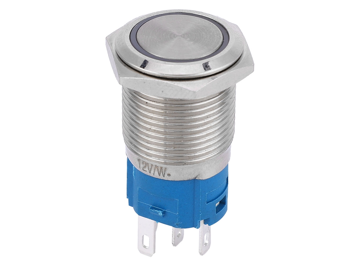 Interruptor Push Metal 16mm Branco Brilho 24v Sunflare