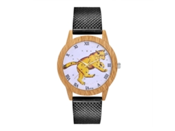 Relógio de quartzo unissex em silicone com pulseira, mostrador redondo, estilo casual e moderno (preto)