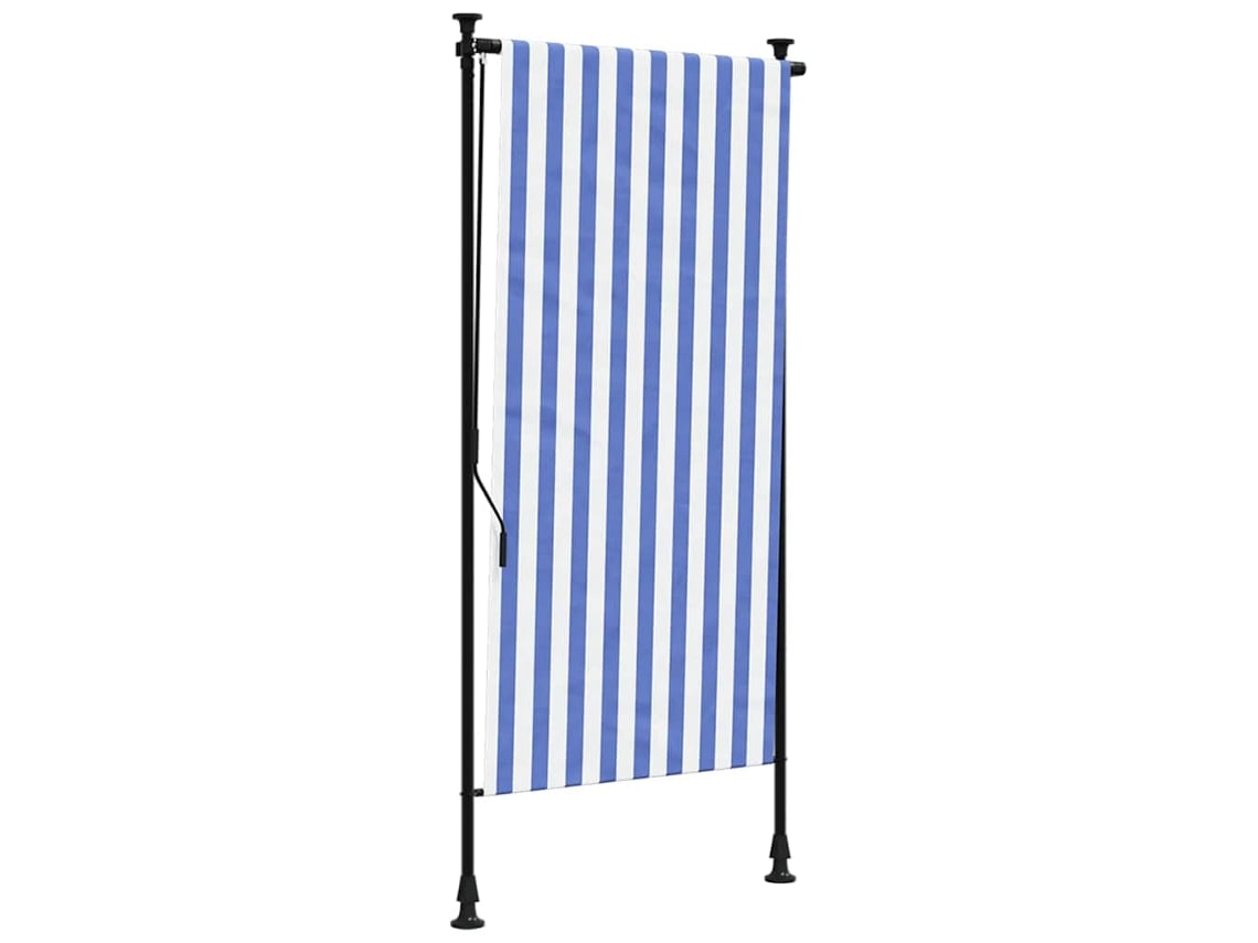 Estore de Rolo para Exterior VIDAXL Tecido/Aço Azul e Branco 120 X 270 Cm