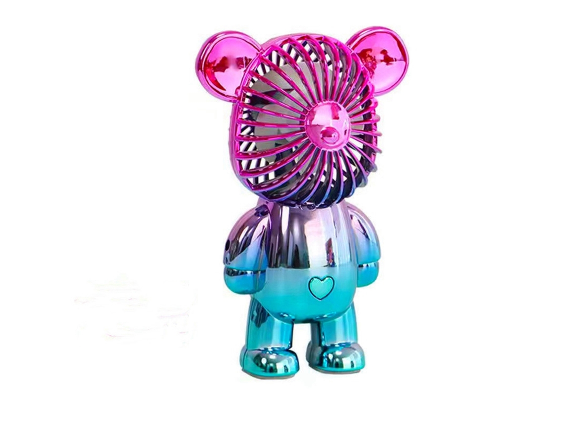 Vento Portátil Usb Recarregável Urso Plástico Vermelho Verde