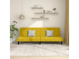 Vidaxl Sofá-cama De 2 Lugares Veludo Amarelo