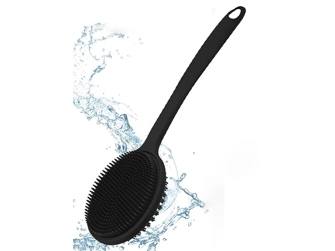 Escova de Banho com Cabo Longo, Escova de Banho Esfoliante, Escova de Limpeza, Massageador Corporal MDUG (preta)