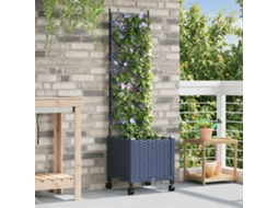 Vidaxl Vaso De Jardim Com Treliça E Rodas Cinzento 40 X 40 X 149 Cm Pp
