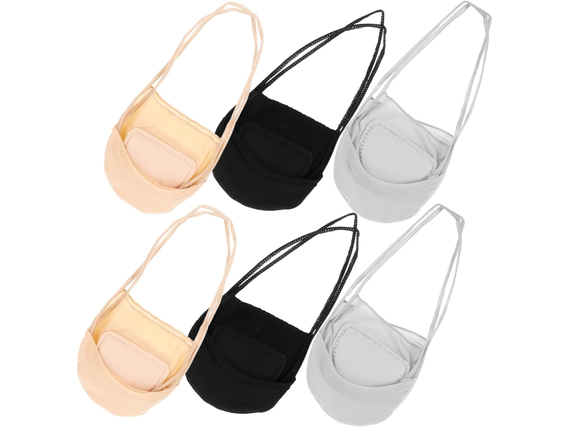 Meias Invisíveis Respiráveis Partykindom Para Mulheres, 6 Pares Cinza, Preto, Bege, Tecido Fresco, Design Confortável