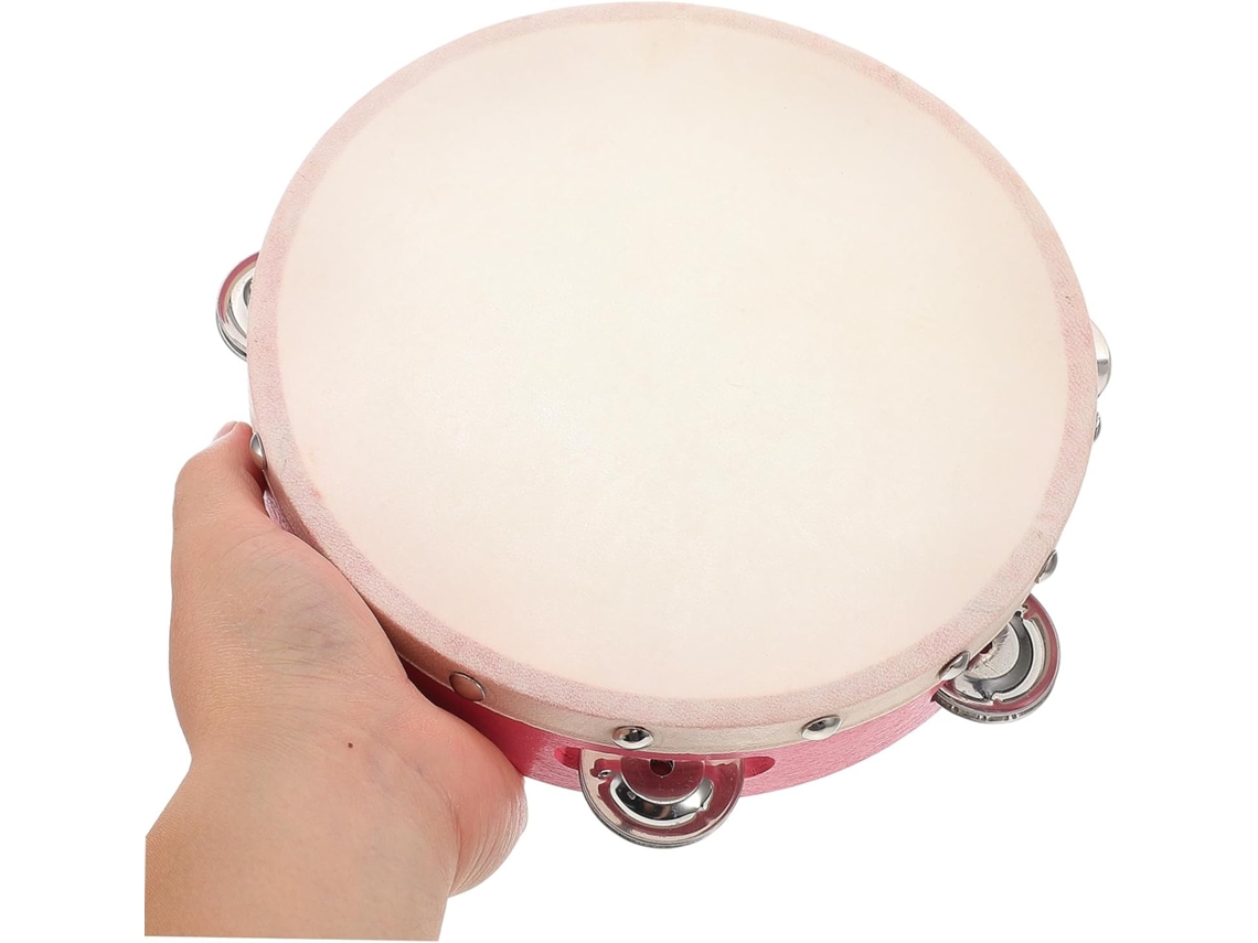 Pandeireta De Mão, 7 Polegadas, Madeira, Vermelho, Instrumento De Percussão Para Festas E Aulas Tressino