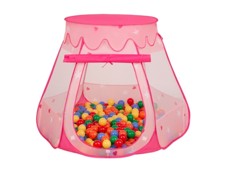 SELONIS Tenda de Brincar para Bebés com Bolas de Plástico Tenda 105X90Cm/600 Bolas para Crianças Cor-De-Rosa:Amarelo-Verde-Azul-Vermelho-Laranja