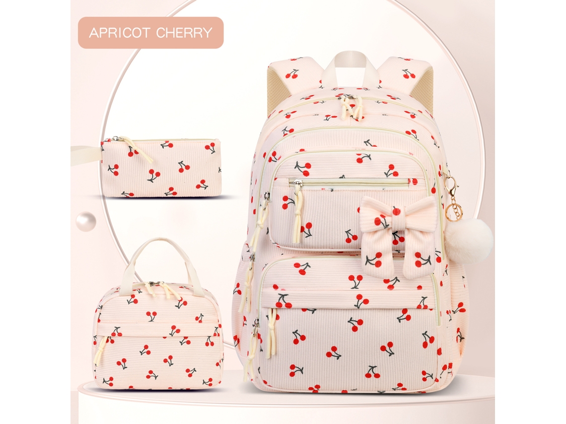 Mochila Escolar Branca, Conjunto Com Estojo, Grande Capacidade, Adequada Para Uso Escolar E Viagens