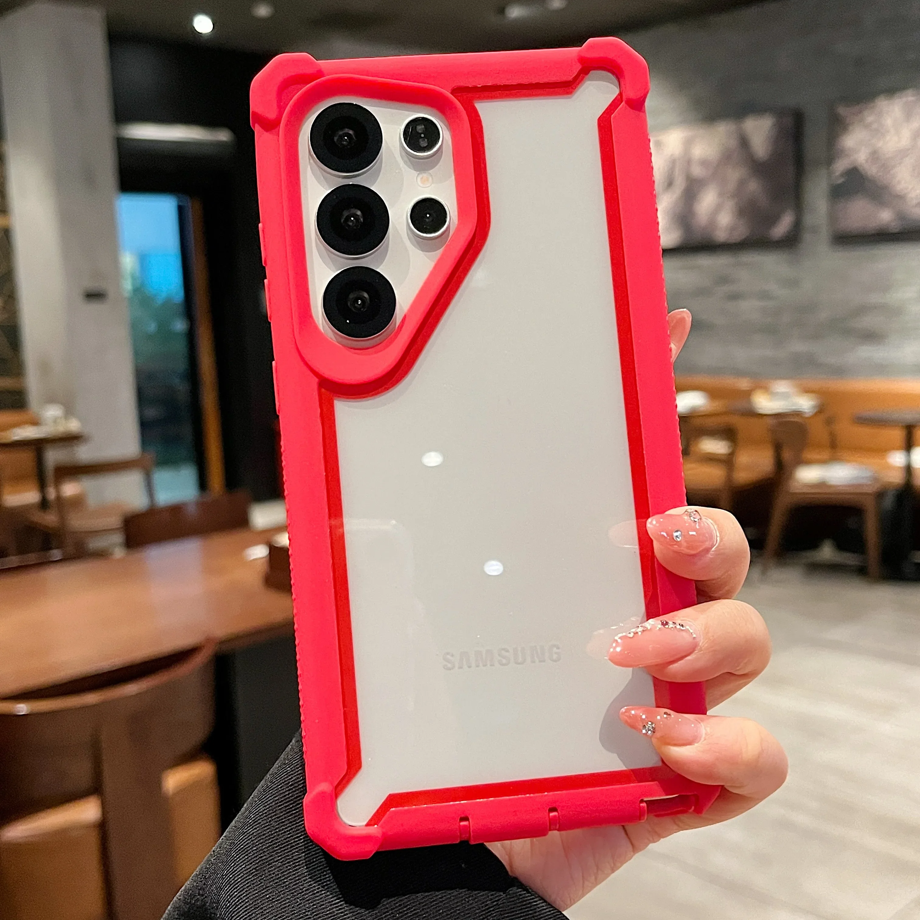 Capa Protetora Antichoque (transparente) Para Galaxy S22 Plus Vermelho