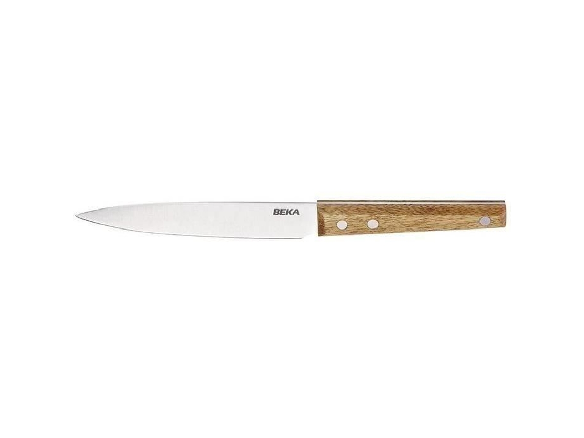 Faca de cozinha Beka Nomad 14cm, lâmina de aço inoxidável, cabo de madeira de acácia, antibacteriano